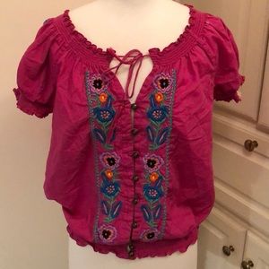 BOSTON PROPER Fuschia Floral Blouse